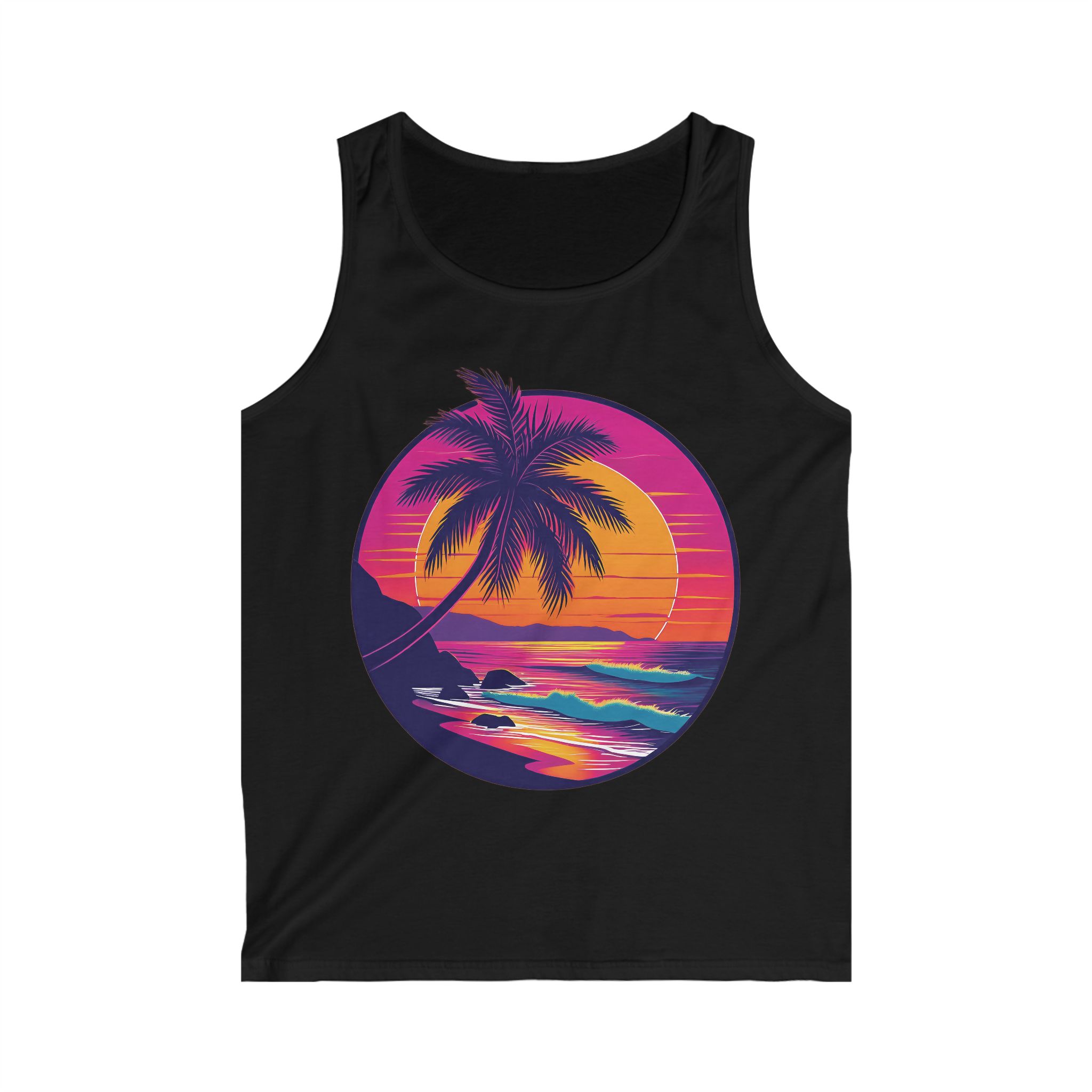 Retro Sunset Palm Tree Tank Top - Image 3