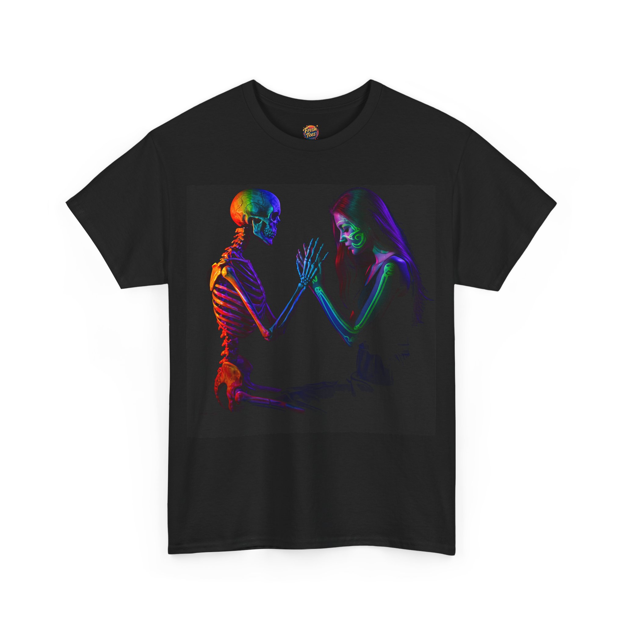 Colorful Skeleton Couple T-Shirt - Image 3